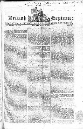 cover page of British Neptune published on May 12, 1822