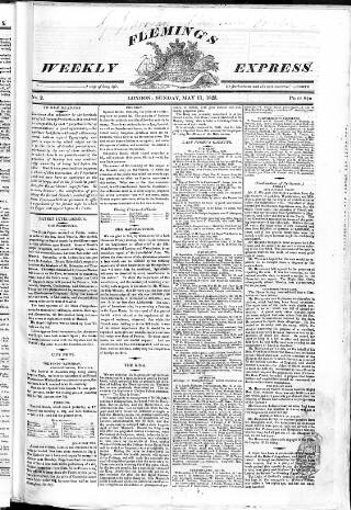 cover page of Fleming's Weekly Express published on May 11, 1823