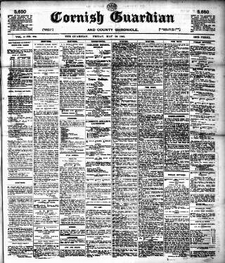 cover page of Cornish Guardian published on May 12, 1905