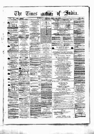 cover page of Times of India published on May 11, 1877