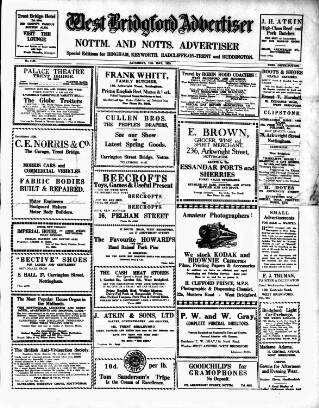 cover page of West Bridgford Advertiser published on May 11, 1929