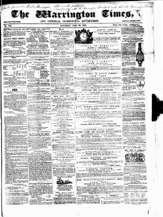 cover page of Warrington Times published on May 28, 1859
