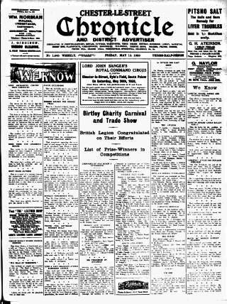 cover page of Chester-le-Street Chronicle and District Advertiser published on May 12, 1939