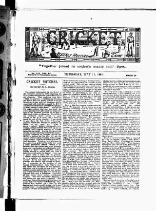 cover page of Cricket published on May 11, 1893