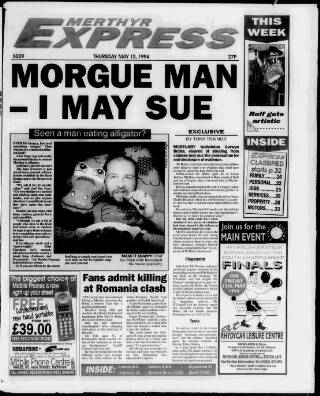 cover page of Merthyr Express published on May 12, 1994