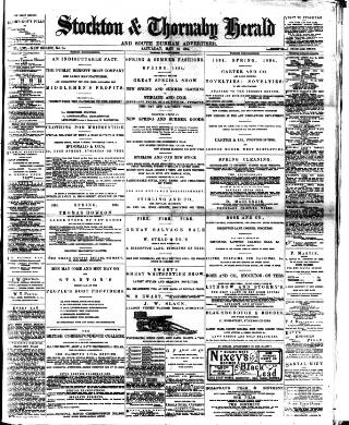 cover page of Stockton Herald, South Durham and Cleveland Advertiser published on May 12, 1894
