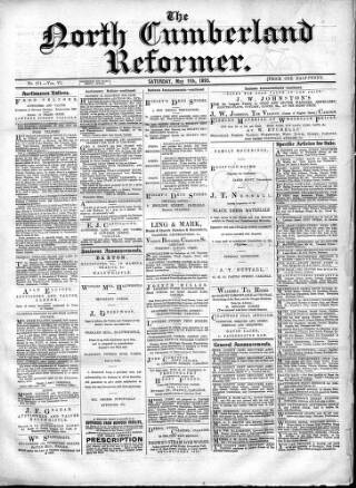 cover page of North Cumberland Reformer published on May 11, 1895