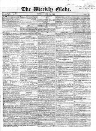 cover page of Weekly Globe published on May 16, 1824