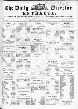 cover page of Daily Director and Entr'acte published on May 12, 1860