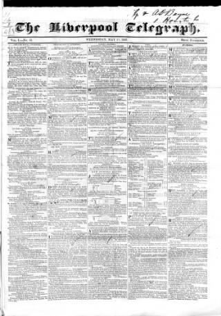 cover page of Liverpool Telegraph published on May 10, 1837