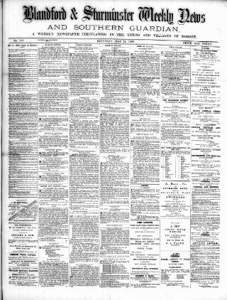 cover page of Blandford Weekly News published on May 11, 1889