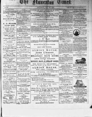 cover page of Nuneaton Times published on May 29, 1875