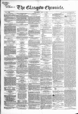 cover page of Glasgow Chronicle published on May 11, 1853