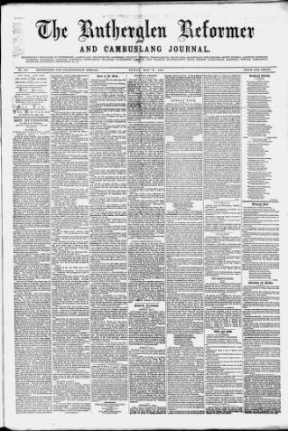 cover page of Rutherglen Reformer published on May 11, 1883