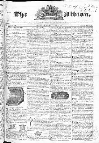 cover page of Liverpool Albion published on May 12, 1828