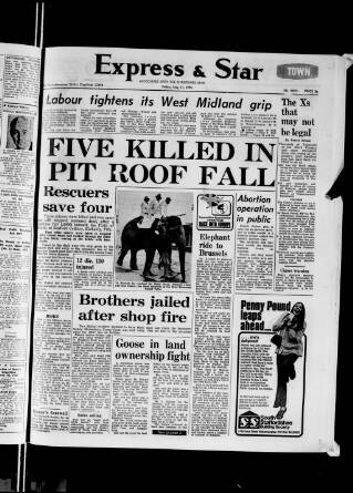 cover page of Wolverhampton Express and Star published on May 11, 1973