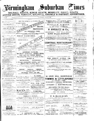 cover page of Birmingham Suburban Times published on May 11, 1889