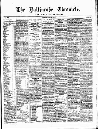 cover page of Ballinrobe Chronicle and Mayo Advertiser published on May 12, 1877