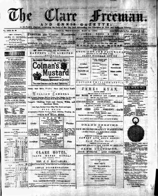 cover page of Clare Freeman and Ennis Gazette published on May 11, 1881