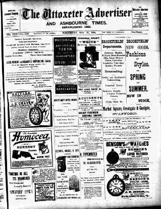 cover page of Uttoxeter Advertiser and Ashbourne Times published on May 11, 1904