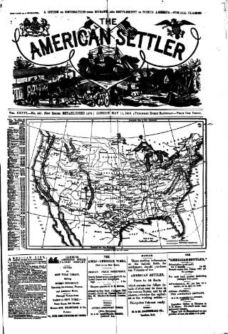 cover page of American Settler published on May 11, 1889