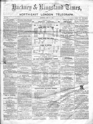 cover page of Kingsland Times and General Advertiser published on May 23, 1863