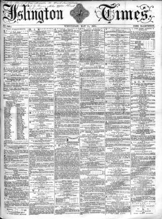 cover page of Islington Times published on May 11, 1864