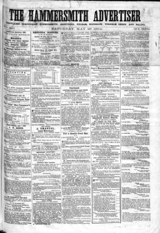 cover page of Hammersmith Advertiser published on May 28, 1864