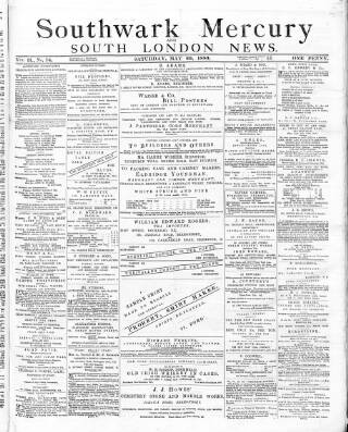 cover page of Southwark Mercury published on May 29, 1880