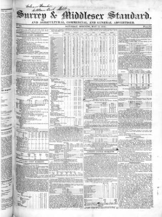 cover page of Surrey & Middlesex Standard published on May 12, 1838