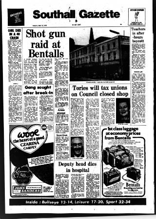 cover page of Southall Gazette published on May 12, 1978