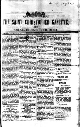 cover page of St. Christopher Gazette published on May 11, 1877