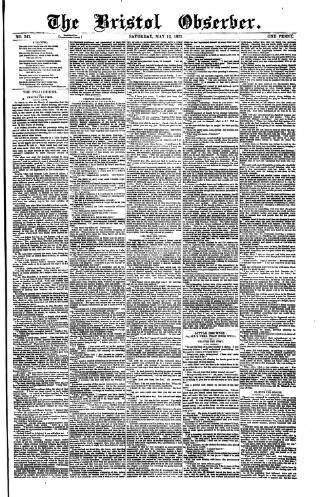cover page of Bristol Observer published on May 12, 1877