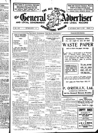 cover page of General Advertiser for Dublin, and all Ireland published on May 12, 1917