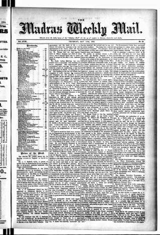 cover page of Madras Weekly Mail published on May 12, 1904