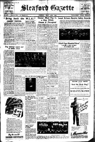 cover page of Sleaford Gazette published on May 11, 1951