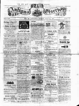 cover page of Antigua Observer published on May 11, 1872