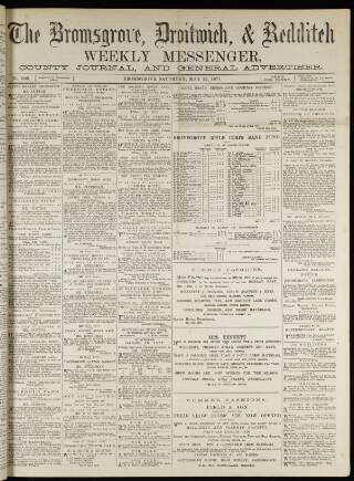 cover page of Bromsgrove & Droitwich Messenger published on May 12, 1877