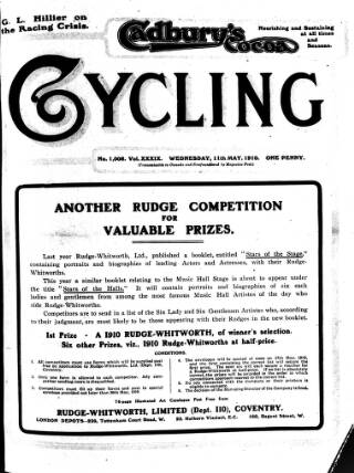 cover page of Cycling published on May 11, 1910