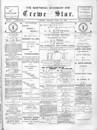 cover page of Nantwich, Sandbach & Crewe Star published on May 15, 1891