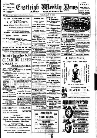 cover page of Eastleigh Weekly News published on May 11, 1900