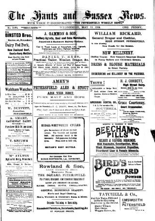 cover page of Hants and Sussex News published on May 11, 1904