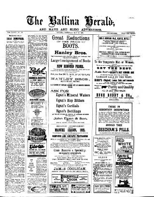 cover page of Ballina Herald and Mayo and Sligo Advertiser published on May 12, 1921