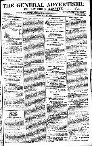 cover page of Limerick Gazette published on May 11, 1813