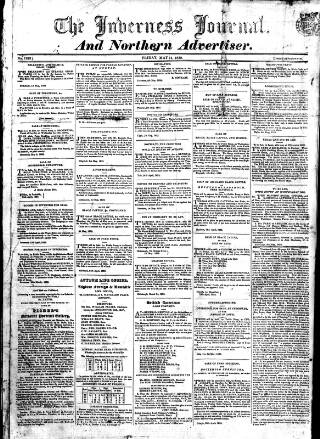 cover page of Inverness Journal and Northern Advertiser published on May 11, 1832