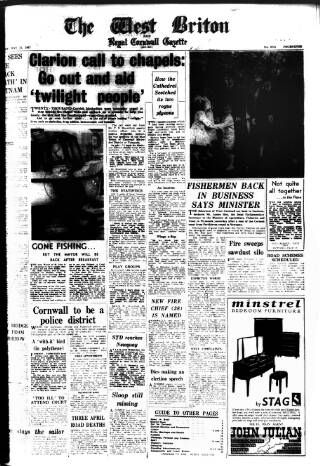 cover page of West Briton and Cornwall Advertiser published on May 11, 1967