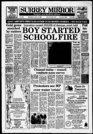 cover page of Surrey Mirror published on May 11, 1989