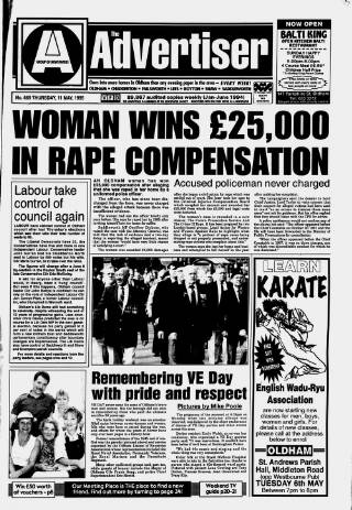 cover page of Oldham Advertiser published on May 11, 1995