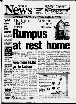 cover page of Bebington News published on May 11, 1988