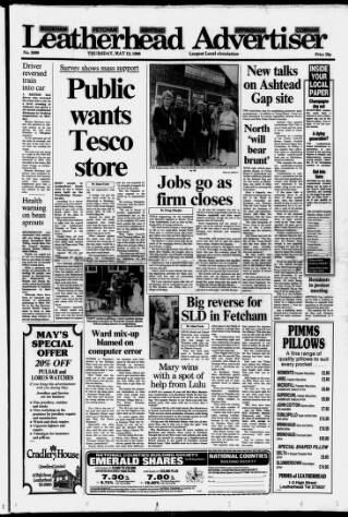 cover page of Leatherhead Advertiser published on May 12, 1988